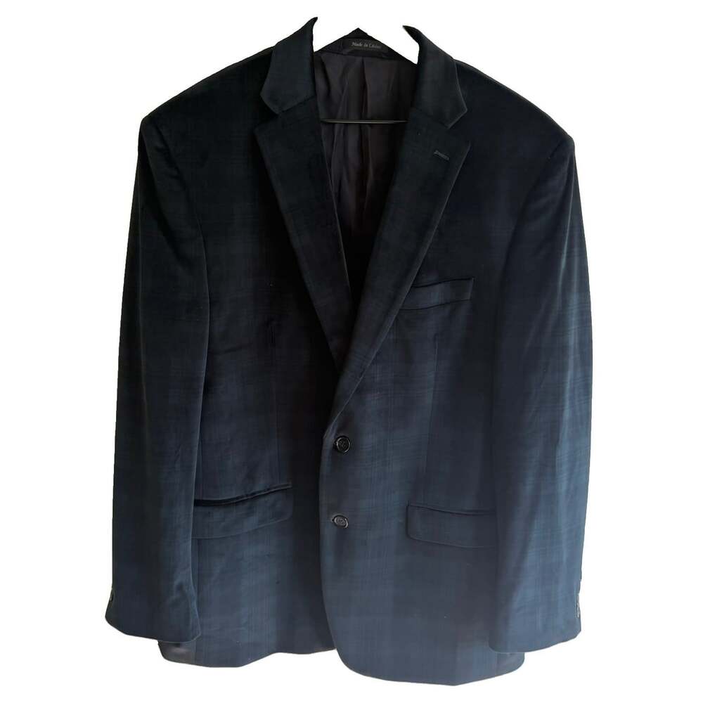 Lauren Ralph Lauren Men’s 42R Green Blue Plaid Soft Velvety Sport Coat 2 Button